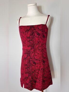 Reformation Morrison Red cobra Spaghetti Strap Mini Dress